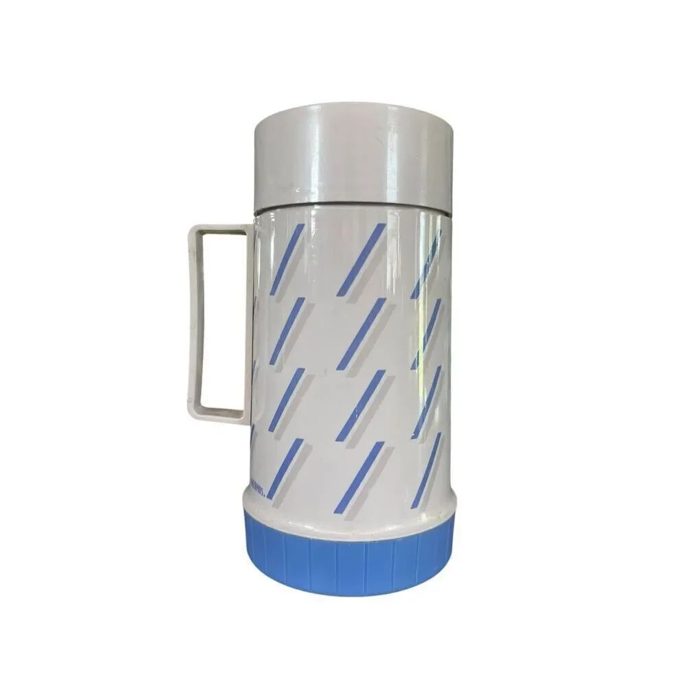 Vintage thermos Aladdin white blue hot cold vacuum seal beverage food container